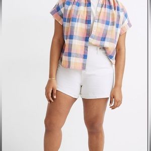 Madewell Curvy High-Rise Denim Shorts in Tile White Size 30